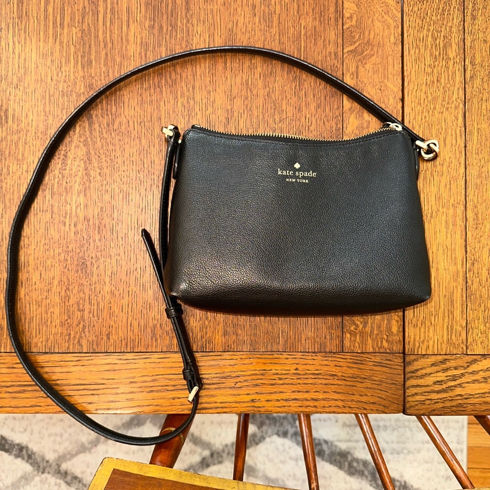 Kate Spade Black Leather Crossbody Bag Minimalist Design